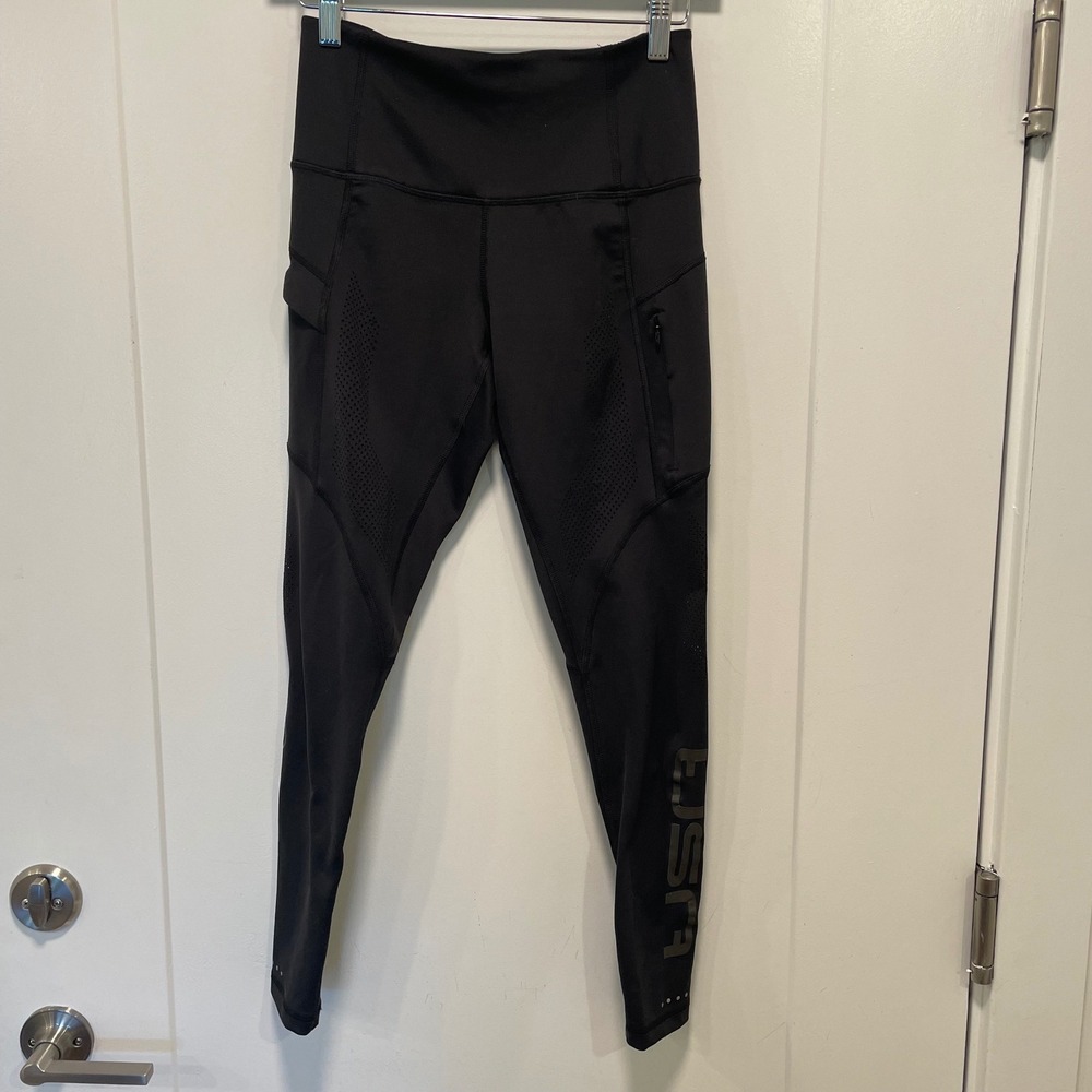 Backcountry Womens Black Laser Cut Ventilated Athletic‎ Leggings Pockets Small